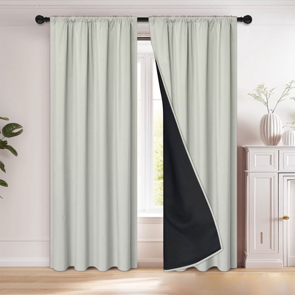 FAMTKT Polyester Pongee Rod-Pull Light-blocking Curtains Living Room Sun-Blocking Curtains Heat-Insulating and Soundproof Curtains for Living Room, 39.37x78.74" Length