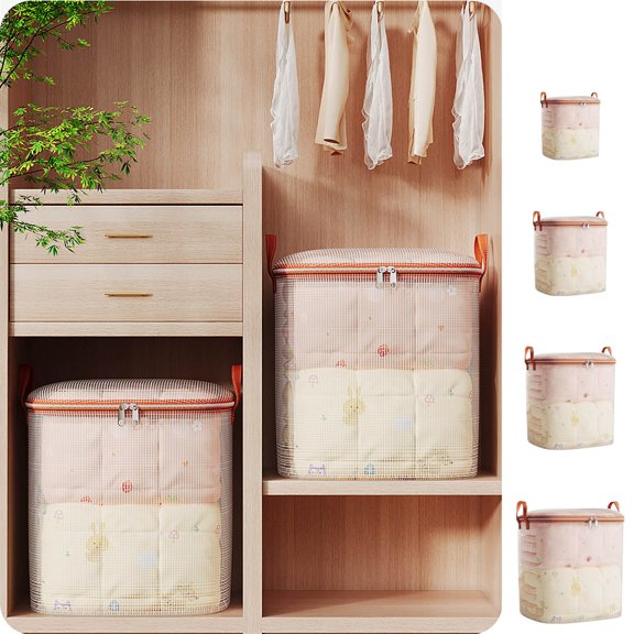 FAMTKT Quilt Storage Bag Transparent Quilt Packaging Moving Bag Household Large Capacity and Proof Clothing Sorting Box 100L-140L-180L-210L, Closet Organizers and Storage