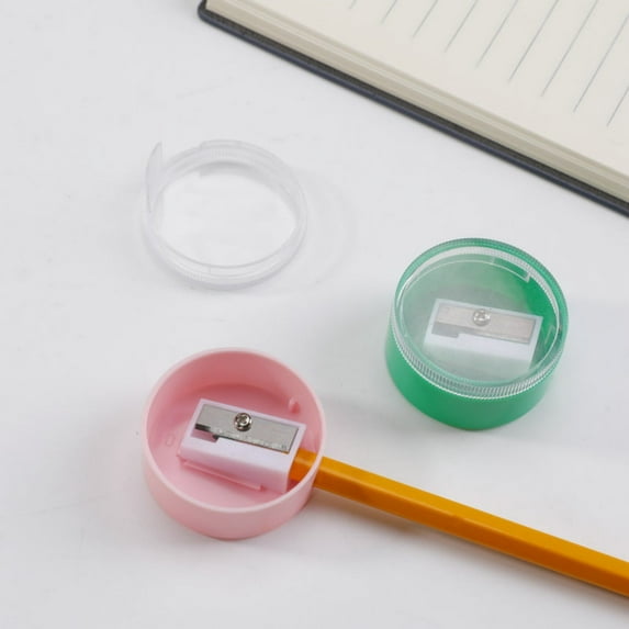 FAMTKT Round Mini Pencil Sharpener Color Transparent Hole Pencil Sharpener Portable Handheld Stationery Sharpener