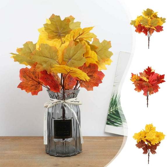 FAMTKT Simulation Red Maple Leaf Indoor Garden Courtyard Decoration Engineering Plant Landscaping Fake Branches Plastic Green Plants for Home Thanksgiving Table Centerpiece Fireplace Halloween Decor