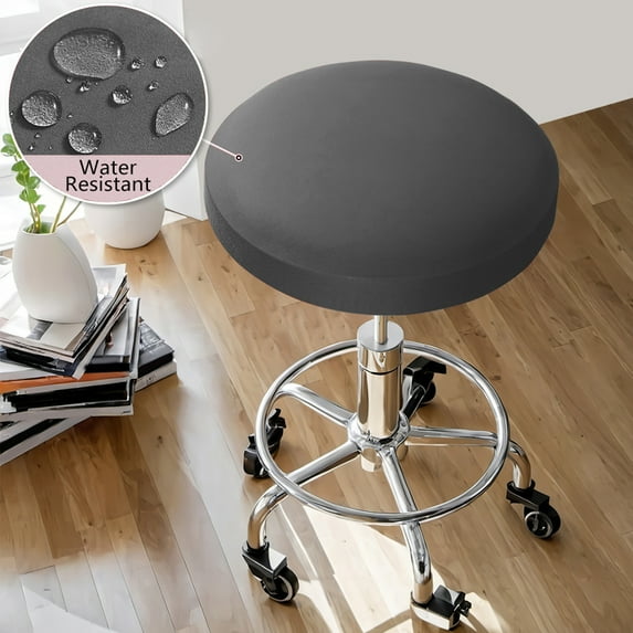 FAMTKT Solid Color Elastic Milk Silk Round Stool Cover Bar Lift Chair Cover Soft Elastic Versatile Round Seat Cushions Seat Cover Washable Round Chair Protector for Home Bar Kitchen Office