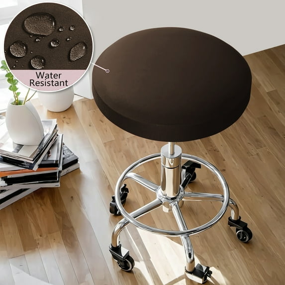 FAMTKT Solid Color Elastic Milk Silk Round Stool Cover Bar Lift Chair Cover Soft Elastic Versatile Round Seat Cushions Seat Cover Washable Round Chair Protector for Home Bar Kitchen Office