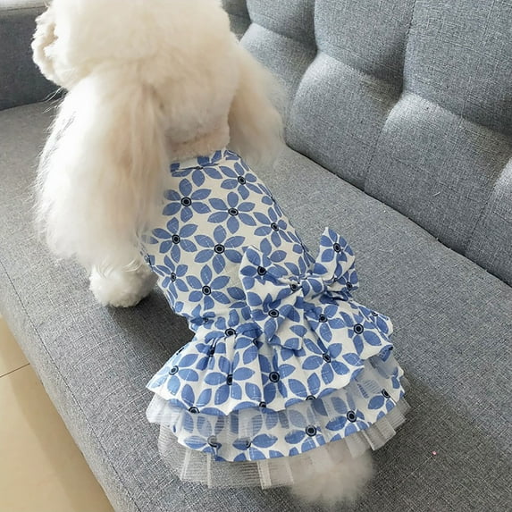 FAMTKT Spring Summer Puppy Dog Dress Cute Dog Clothes Spring and Summer Thin Skirt Pet Clothes Cute Bow Shawl Skirt Teddy on Clearance