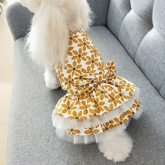 FAMTKT Spring Summer Puppy Dog Dress Cute Dog Clothes Spring and Summer Thin Skirt Pet Clothes Cute Bow Shawl Skirt Teddy