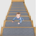 thumbnail image 1 of FAMTKT Stair Treads Non-Slip Carpet Mat Indoor Stair Runners for Wooden Steps, Antislip Household Staircase Striped Floor Mat, Absorbent Silent Staircase Carpet Adhesive Free Selfadhesive Stair Mat, 1 of 9