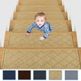 thumbnail image 1 of FAMTKT Stair Treads Non-Slip Carpet Mat Indoor Stair Runners for Wooden Steps, Antislip Household Staircase Striped Floor Mat, Absorbent Silent Staircase Carpet Adhesive Free Selfadhesive Stair Mat, 1 of 9