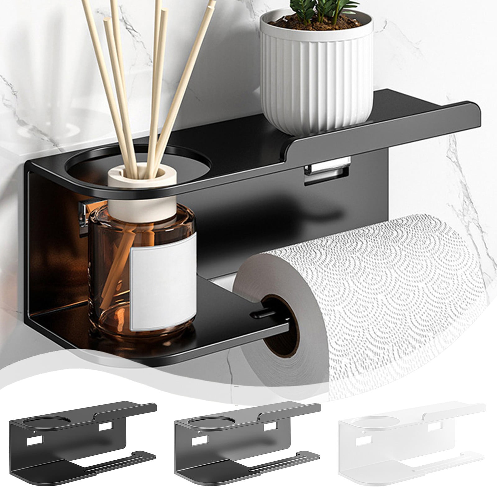 FAMTKT Toilet Paper Holder with Shelf, Roll Paper Shelf Wall Mounted — free download