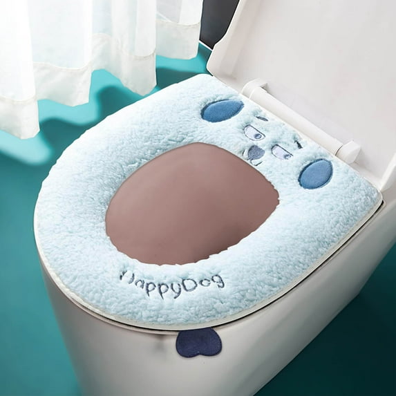 FAMTKT Toilet Seat Cover Bathroom Toilet Seat Cushion Toilet Seat Warmer with Handle, Washable and Reusable Toilet Seat Pads for Winter, Thickened Waterproof Toilet Seat Cover