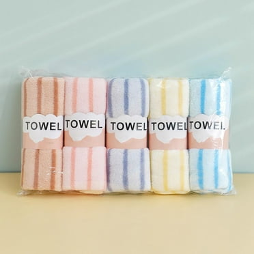 FAMTKT Towels 5Pc Bath Towel Set, 11.81x23.62in Bath Towels, Absorbent Coral Velvet Towels Colorful Striped Face Wash Towel Washcloths Children's Household Soft Gift Towels Set on Clearance