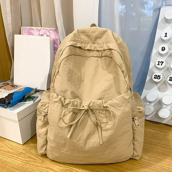 FAMTKT Travel Backpack Sports Gym Sackpack Beach Bag for Men Women Lightweight Nylon Backpack Student Solid Color Bow Backpack Hiking Backpack