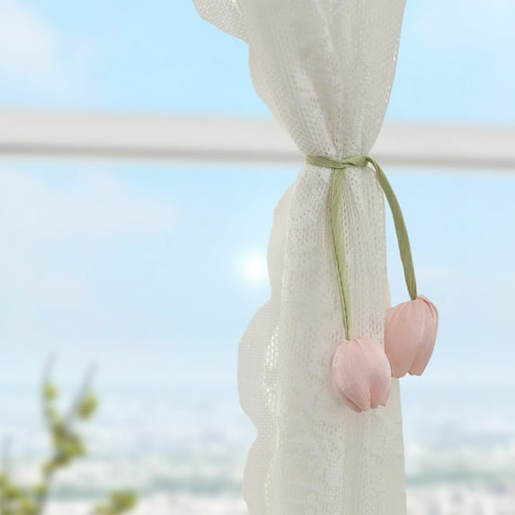 FAMTKT Tulips Hook Curtain Drawstrings Pretty and Useful Curtain Ties Floral Fresh Sweet Decorations, Curtain Tiebacks