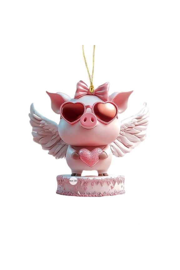 Valentines Day Decor Tree Ornaments Red Pig Acrylic Keychain Car Rearview Mirror Accessories Bag Charms