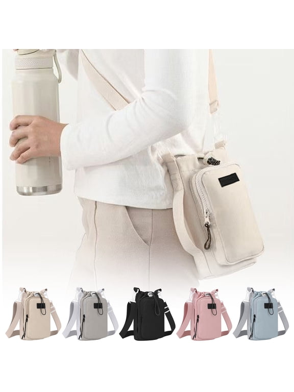Water Bottle Holder with Strap Outdoor Crossbody Water Bottle Bag Insulated Portable Shoulder Sling Pack for Hiking or Travel Leakproof Slim Waist Pack Fits Cup Phone Keys Power Bank
