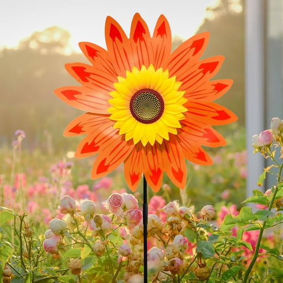 FAMTKT Wind Spinners Outdoor for Yard and Garden, Large Wind Spinners Sunflower Windmill Bidirectional Outdoor Garden Spinners Windmills for Yard Decor Gifts