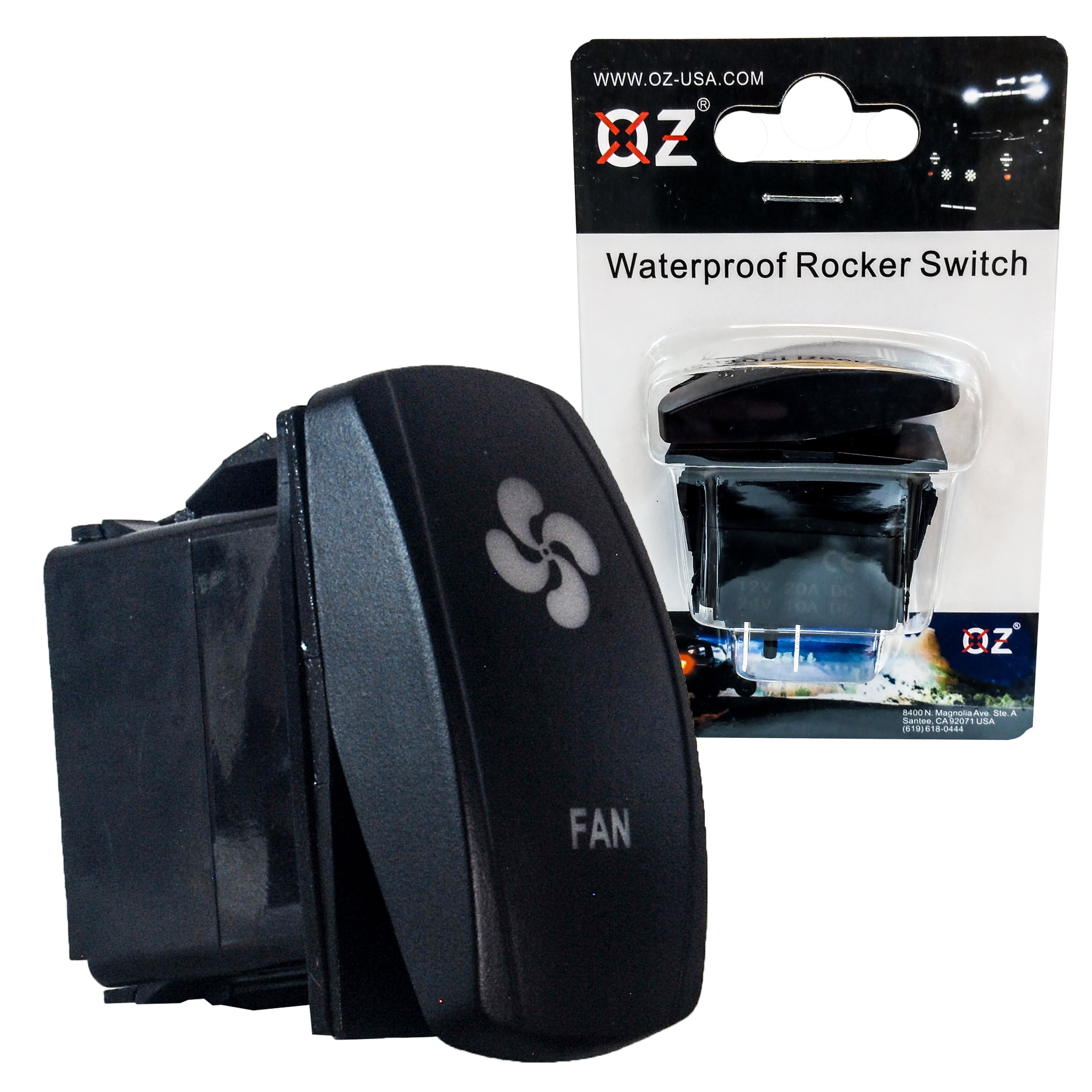 FAN On/Off Rocker Switch 5-Pin SPST OZ-USA® Laser Blue LED Off-road ...