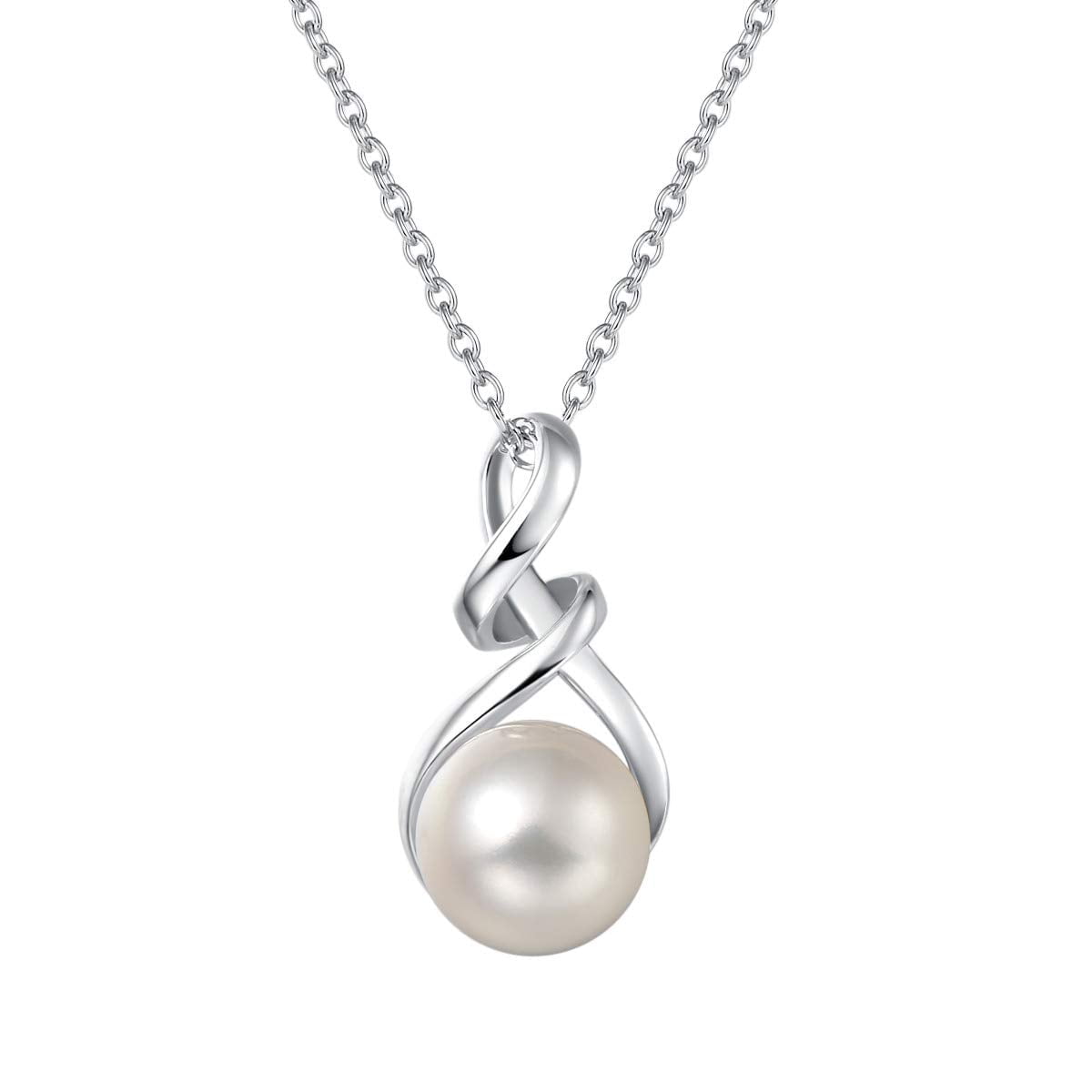 Set of 8 Pearl Necklaces, 2024 8 Bridesmaid Necklaces, 925 Sterling Silver Necklaces, Floating Pearls 0305