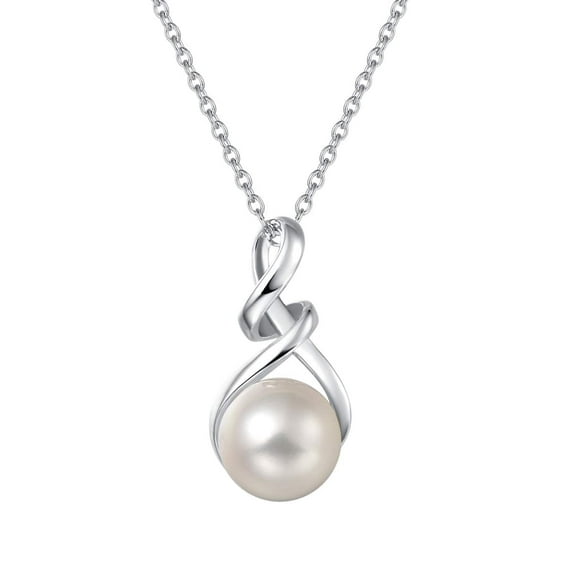 FANCI.ME Pearl Necklace 925 Sterling Silver Twist Pearl Necklace with Genuine Quality 9-10mm/8-8.5mm Freshwater Cultured Pearls Fine Pearl Jewelry for Women