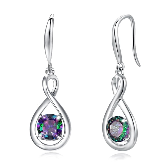 FANCIME Women's 925 Sterling Silver Infinity Dangle Drop Earrings with June Birthstone Created Gemstone Alexandrite, Fine Jewelry Birthday Gifts