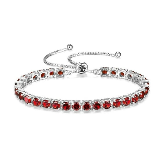 FANCIME Birthstone Bracelet Jewelry for Women Sterling Silver Tennis Bracelet Classic Bolo Adjustable Chain Fine Jewelry Anniversary Birthday Gifts for Women Mom Wife Her