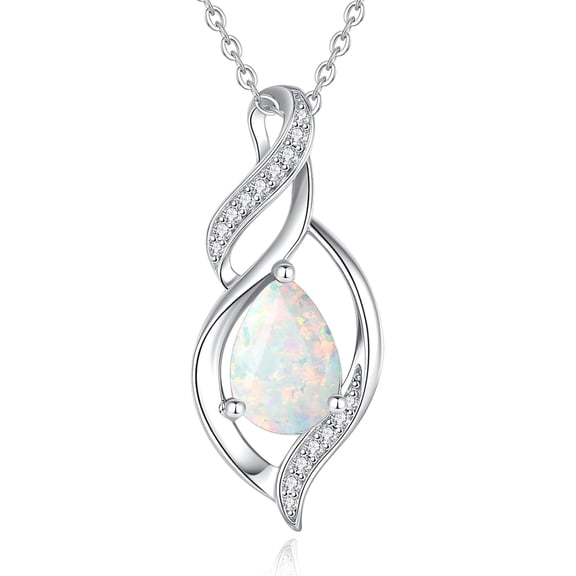 FANCIME Birthstone Necklace for Women Teardrop Necklace S925 Sterling Silver Infinity Love Birthday Gifts for Mom Women, 16"+2" Inches