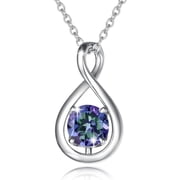 FANCIME Sterling Silver Infinity Alexandrite Pendant Necklace for Women with June Birthstone, 16"+2" Chain