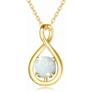 FANCIME Sterling Silver Infinity Opal Pendant Necklace for Women Gold Plated with October Birthstone, 16"+2" Chain