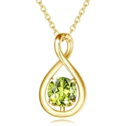 FANCIME Sterling Silver Infinity Peridot Pendant Necklace for Women Gold Plated with August Birthstone, 16"+2" Chain