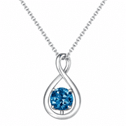 FANCIME Sterling Silver Infinity Blue Topaz Pendant Necklace for Women with December Birthstone, 16"+2" Chain