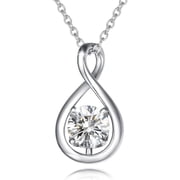Sterling Silver Infinity CZ Cubic Zircon Pendant Necklace for Women with April Birthstone, 16"+2" Chain