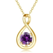 FANCIME Sterling Silver Infinity Amethyst Pendant Necklace for Women Gold Plated with February Birthstone, 16"+2" Chain