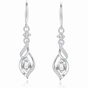 FANCIME Womens S925 Sterling Silver April Birthstone CZ Cubic Zirconia Teardrop Infinity Dangle Earrings, Birthday Gifts for Mom