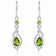 FANCIME Womens S925 Sterling Silver August Birthstone Peridot Teardrop Infinity Dangle Earrings, Birthday Gifts for Mom