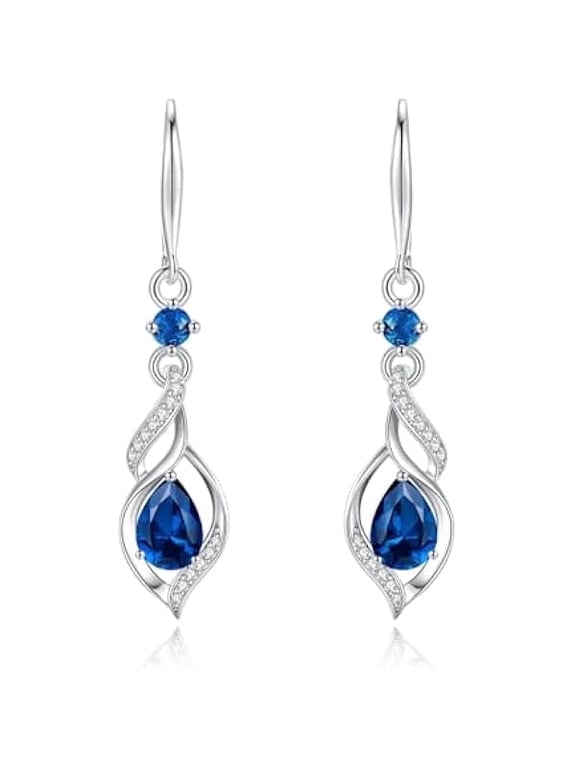 Women's S925 Sterling Silver December Birthstone Blue Topaz Teardrop Infinity Dangle Earrings, Birthday Gifts for Mom