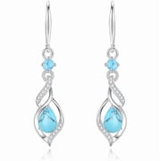 FANCIME Womens S925 Sterling Silver December Birthstone Turquoise Teardrop Infinity Dangle Earrings, Birthday Gifts for Mom
