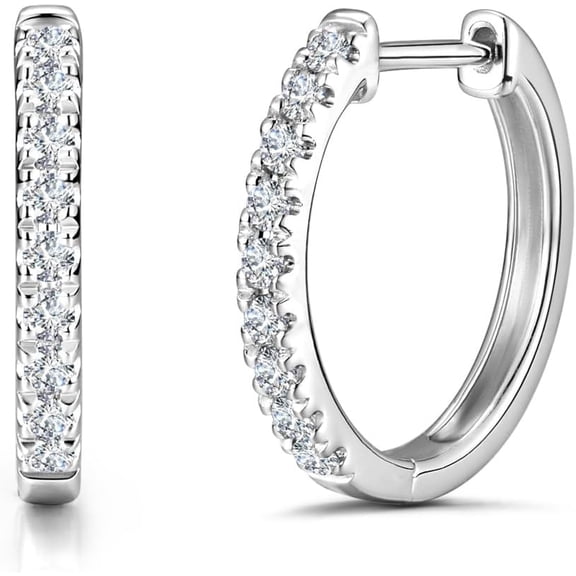 FANCIME Hoop Earrings Huggies Earrings with Lab-Grown Diamond 0.13 Cttw (Colours D-E, Clarity VS) 925 Sterling Silver Earrings Stud Earrings Gifts Jewellery for Women Her Size: 8-20mm