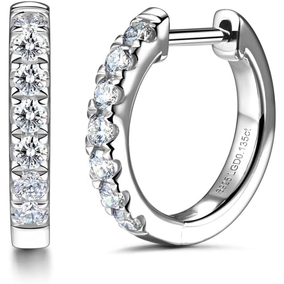 FANCIME Hoop Earrings Huggies Earrings with Lab-Grown Diamond 0.13 Cttw (Colours D-E, Clarity VS) 925 Sterling Silver Earrings Stud Earrings Gifts Jewellery for Women Her Size: 8-20mm