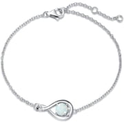 FANCIME 925 Sterling Silver Infinity Opal Bracelet for Women with October Birthstone, 6.7"+1.2" Chain