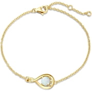 FANCIME 925 Sterling Silver Infinity Opal Bracelet for Women Gold Plated with October Birthstone, 6.7"+1.2" Chain