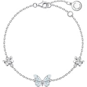FANCIME 925 Sterling Silver Glowing Butterfly Bracelet for Women, White Gold Plated with Blue Luminous Enamel