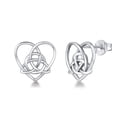 thumbnail image 1 of FANCIME Sterling Silver Irish Celtic Knot Love Heart Earrings/Pendant Necklace Small Earrings Triangle Vintage Dainty Fine Jewelry Set Gifts for Mom Women, 1 of 5