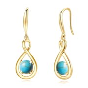 FANCIME 925 Sterling Silver Infinity Turquoise Dangle Earrings for Women Yellow Gold Plated with December Birthstone