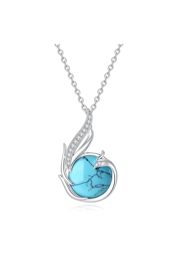 Turquoise Necklaces for Women Sterling Silver Turquoise Circle Pendant December Birthstone Necklace Western Jewelry Anniversary Birthday Gifts for Her Women, Chain 16"+2" Extend