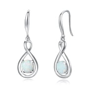 FANCIME 925 Sterling Silver Infinity Opal Dangle Earrings for Women with October Birthstone