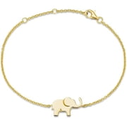 FANCIME White/Yellow/Rose Gold Plated 925 Sterling Silver High Polished Cute Mini Small Lucky Elephant Family Dainty Link Bracelet For Women Girls, 15+3 cm