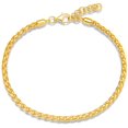thumbnail image 1 of FANCIME Yellow Gold Plated Solid 925 Sterling Silver Cable Link Chain Bracelet Classic Jewelry Gift for Women, 7+1 inch, 1 of 3