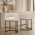 thumbnail image 1 of FANCROU 26" H Counter Height Bar Stools Set of 2, Fabric Barrel Stools with Back and Arms, Beige-Black Leg, 1 of 12