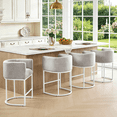 thumbnail image 1 of FANCROU 26" H Counter Height Bar Stools Set of 4, Fabric Barrel Stools with Back and Arms, Lightgrey-White Leg, 1 of 7