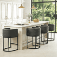 thumbnail image 1 of FANCROU 26" H Counter Height Bar Stools Set of 4, Fabric Barrel Stools with Back and Arms, Darkgray-Black Leg, 1 of 7