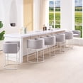 thumbnail image 1 of FANCROU 26" H Counter Height Bar Stools Set of 6, Fabric Barrel Stools with Back and Arms, Lightgrey-White Leg, 1 of 6