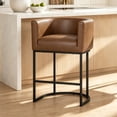 thumbnail image 1 of FANCROU 26" H Counter Height Bar Stools Set of 1, PU Leather Count Stool with Back and Footrest，Black Metal Frames, Brown, 1 of 6